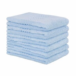 6pcs Washcloth Soft Absorbent Cotton Bath Towel for Daily Use 13.4" Light Blue